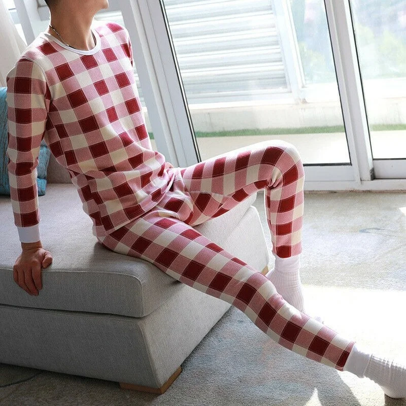 

Winter Thermal Underwear Long Johns For Men Fleece Cotton Inside Warm Heat Shirt Mens Underwear Sleep Bottom Casual Home Pants