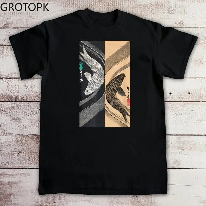 

Футболка мужская с японским рисунком рыбок, хлопок, короткий рукав, Повседневная Милая рубашка с аниме, летняя одежда, 2022
