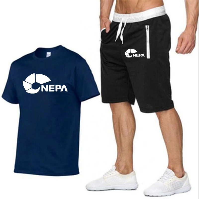 Summer Brand NEPA Tracksuit Set Men T Shirt+Shorts Sets Summer Sportswear Jogging Pants Streetwear Harajuku Tops Tshirt Suit
