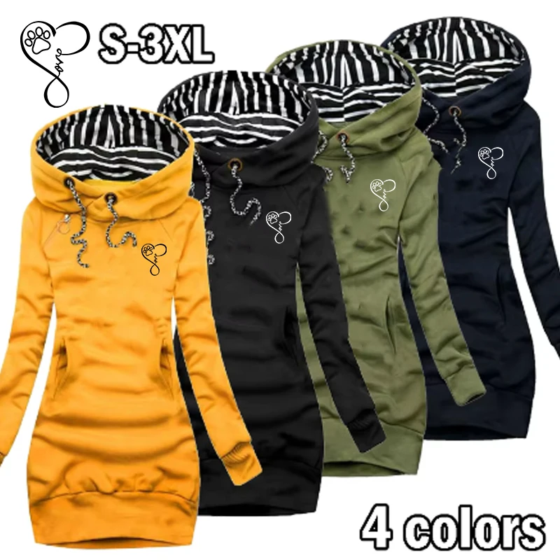 Женское Повседневное платье с капюшоном и принтом осенний свитер в полоску