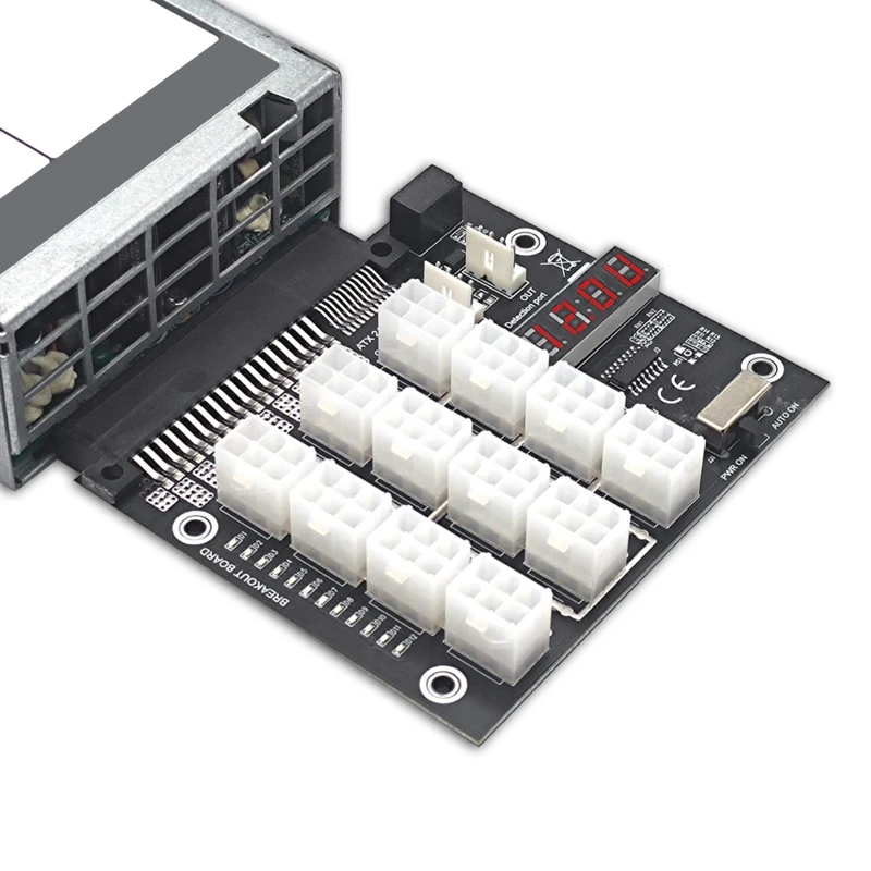 

Mining Breakout Board 12 Port 6 Pin Power Supply Module Board with LED 4Pin Cable for PSU Server 750W 1100W 1600W