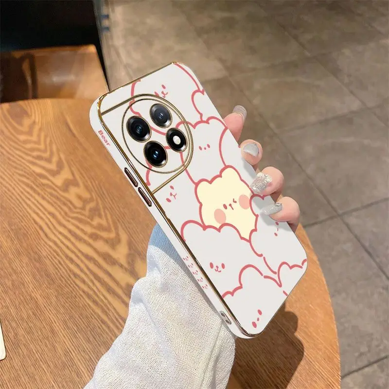 Stacking Bear Luxury Plating Phone Case For Oneplus 11 11R 10R 10T 10 Pro 9 9R 9RT 8T 8 8 Pro Cover