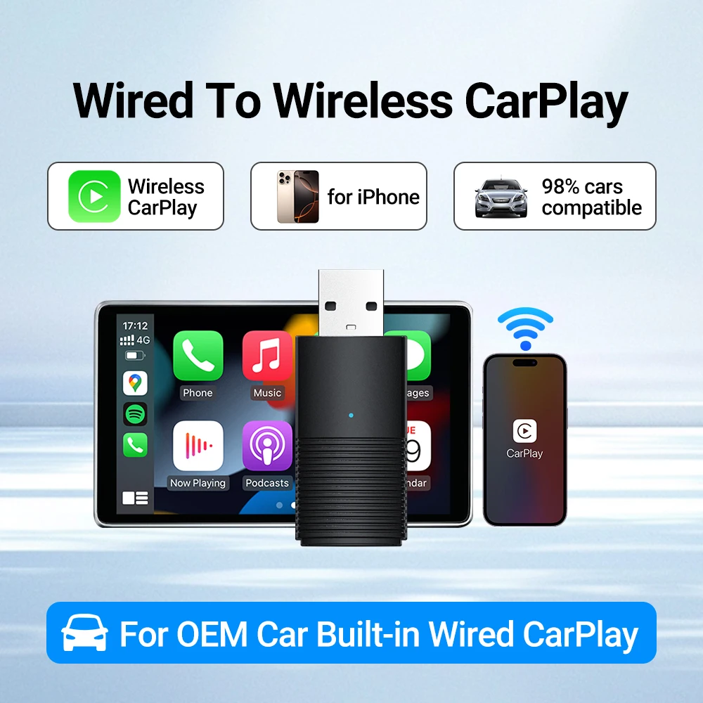 Беспроводной адаптер Mini CarPlay для заводского проводного автомобиля аксессуары Plug
