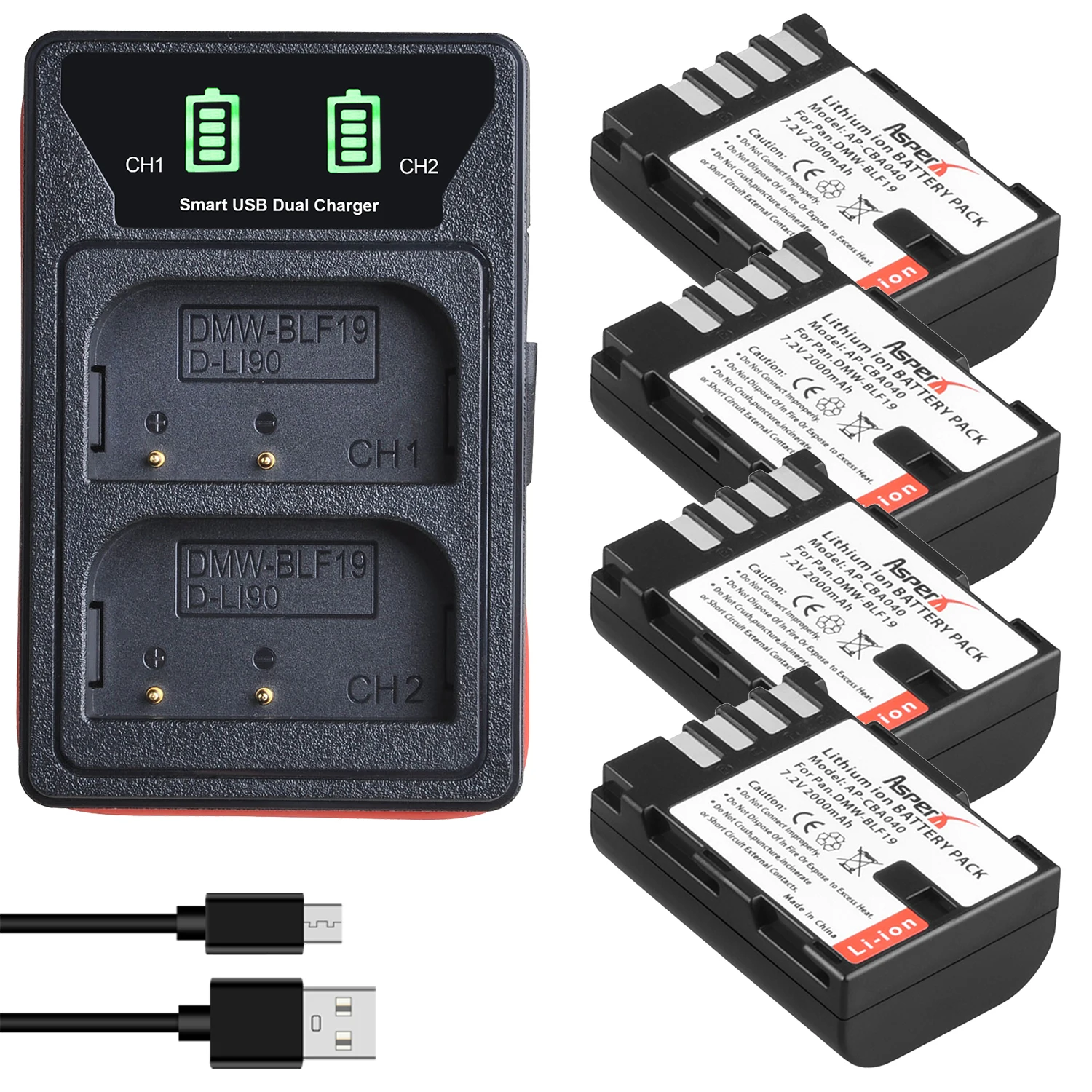 

Аккумулятор 2000 мАч DMW-BLF19 DMW BLF19 BLF19E BLF19e DMW-BLF19PP + двойное зарядное устройство USB со светодиодной подсветкой для Panasonic Lumix GH3 GH4 GH5 G9 GH3K