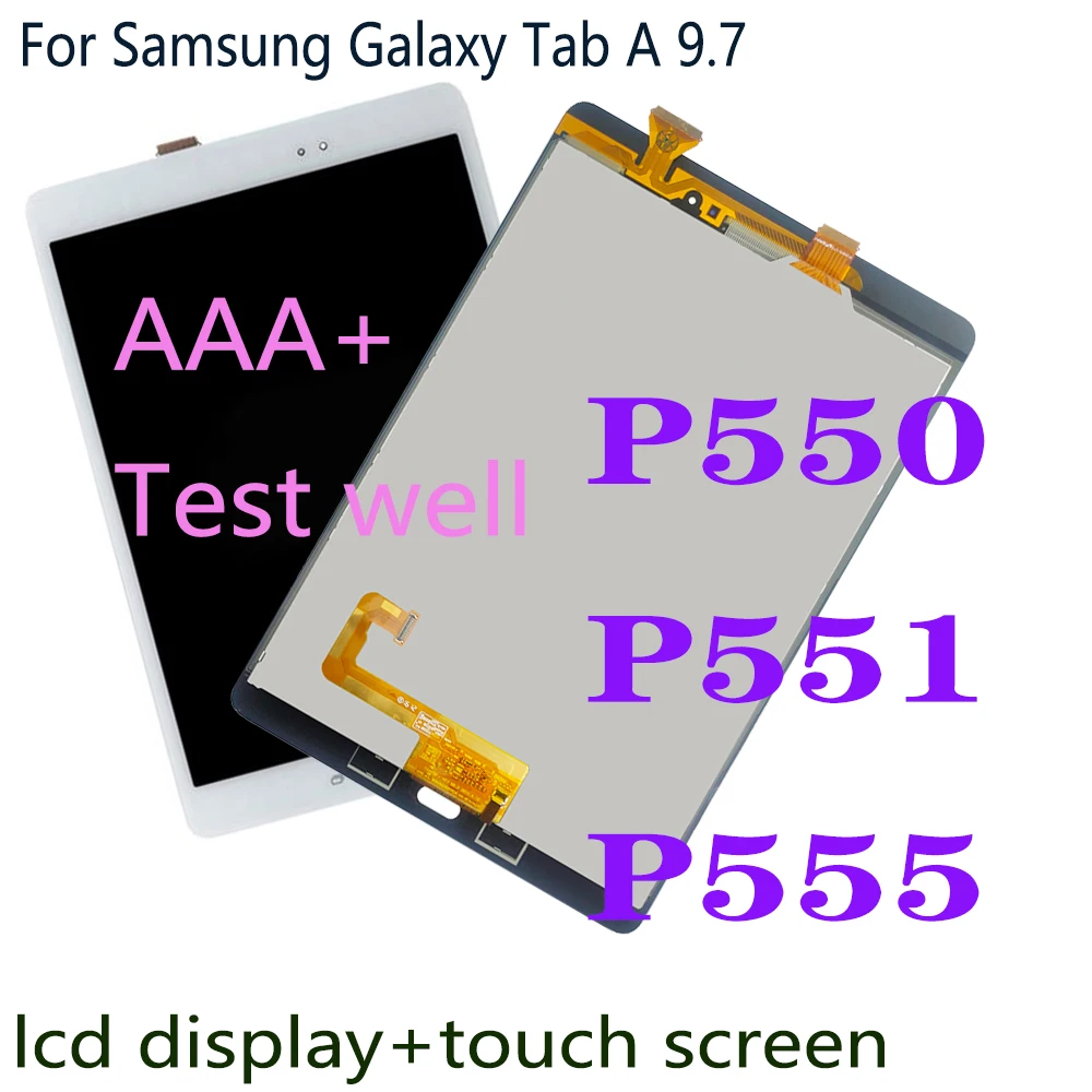 Купи ЖК-дисплей AAAA + 9, 7 "P550 для Samsung Galaxy Tab A 9, 7 SM-P550 P550 P551 P555, ЖК-дисплей с сенсорным экраном и дигитайзером в сборе, замена за 3,845 рублей в магазине AliExpress