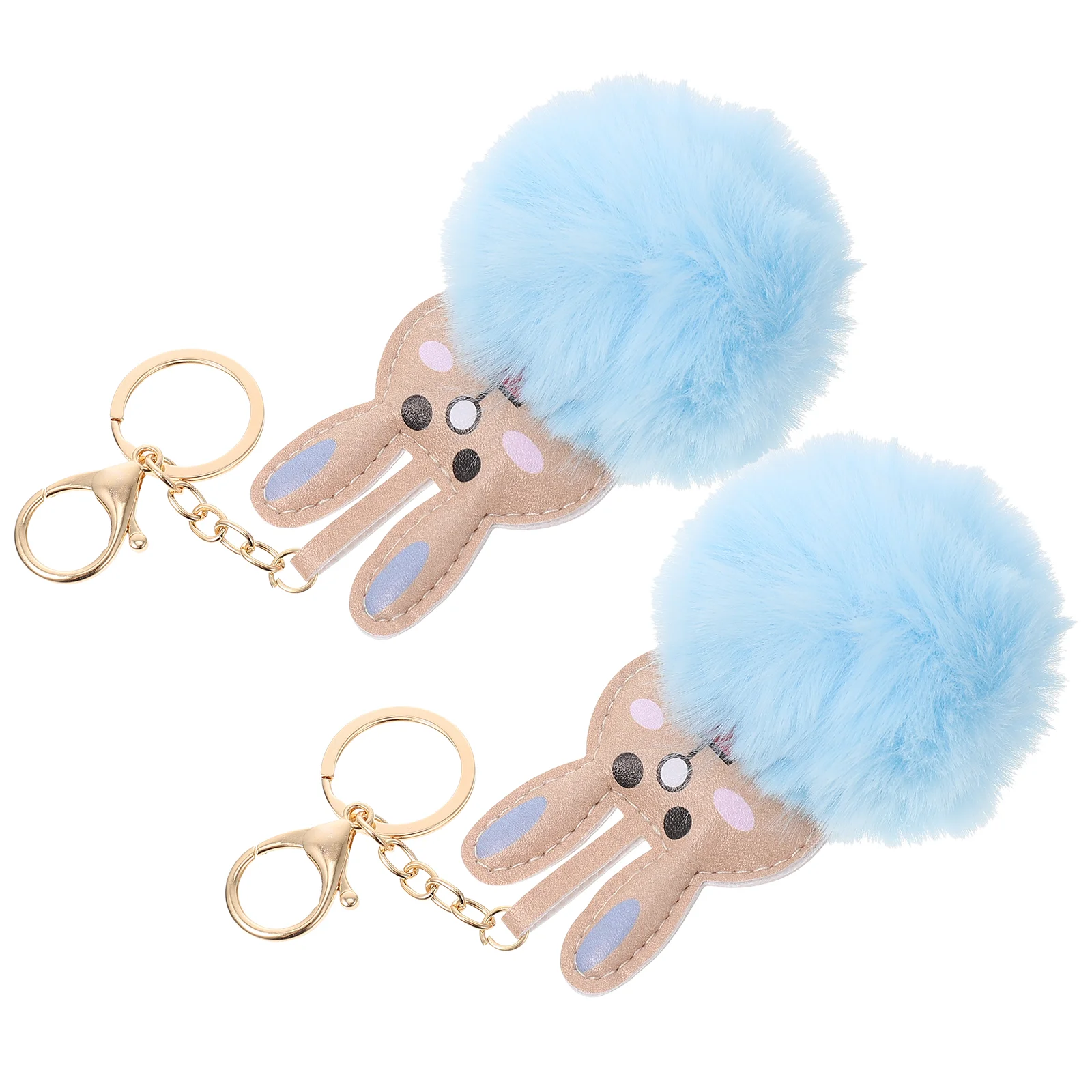 

2Pcs Decorative Hair Balls Keychain Hanging Bunny Ornament Bag Pendant