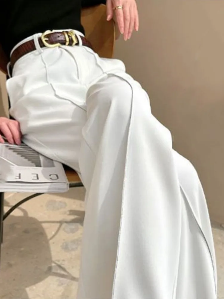 

Women Summer Blue Capris Pants High Waist Thin Casual Loose Vintage Pantalon Femme New Style Solid Fashion Suit Pants