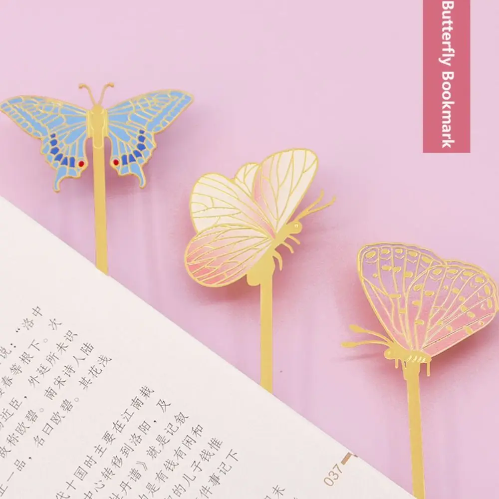 Chinese Style Metal Butterfly Bookmark Hollow Out Carving Art Book Clip Pagination Marker Stationery School Office Supplies