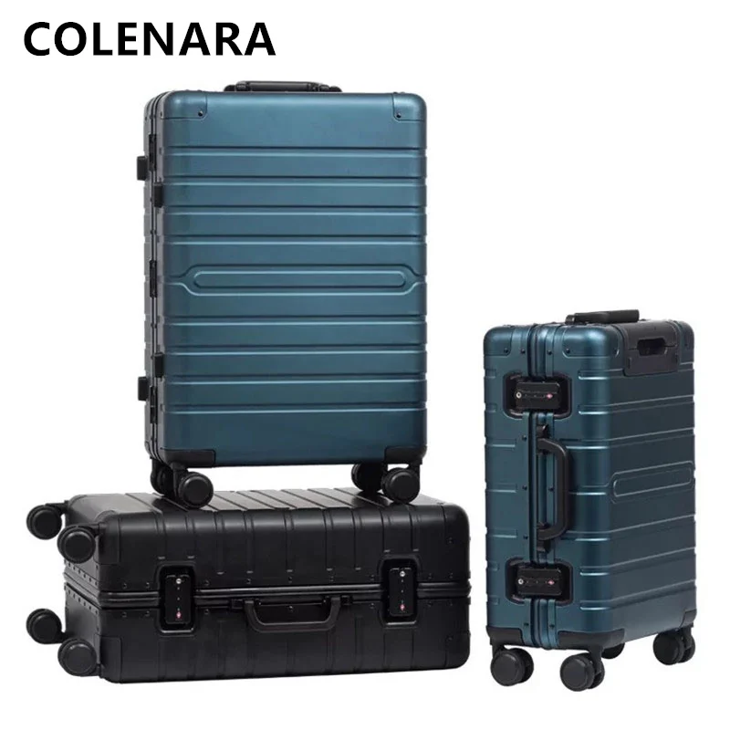 COLENARA 20/24/28Inch  New Suitcase 100% Aluminum Alloy Men's Business Trolley Bags for Women with Wheels Rolling Luggage