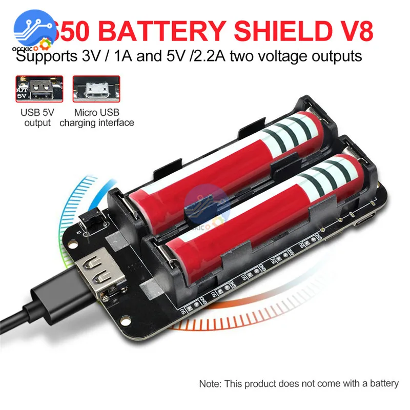 

Double 18650 Lithium Battery Shield V8 Mobile Power bank Expansion Board Module USB 5V/3A 3V/1A For Arduino ESP32 ESP8266 WIFI