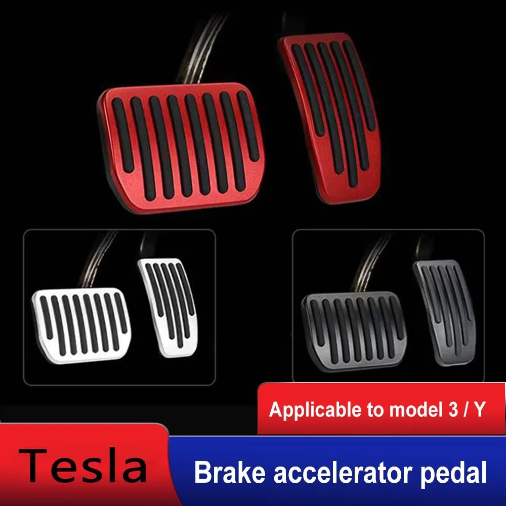 

Newest Non Slip Accelerator Brake Pedal Cover Pad Set for Tesla Model 3 Y 2021 Interior Accessories Aluminum Alloy Rubber 2022