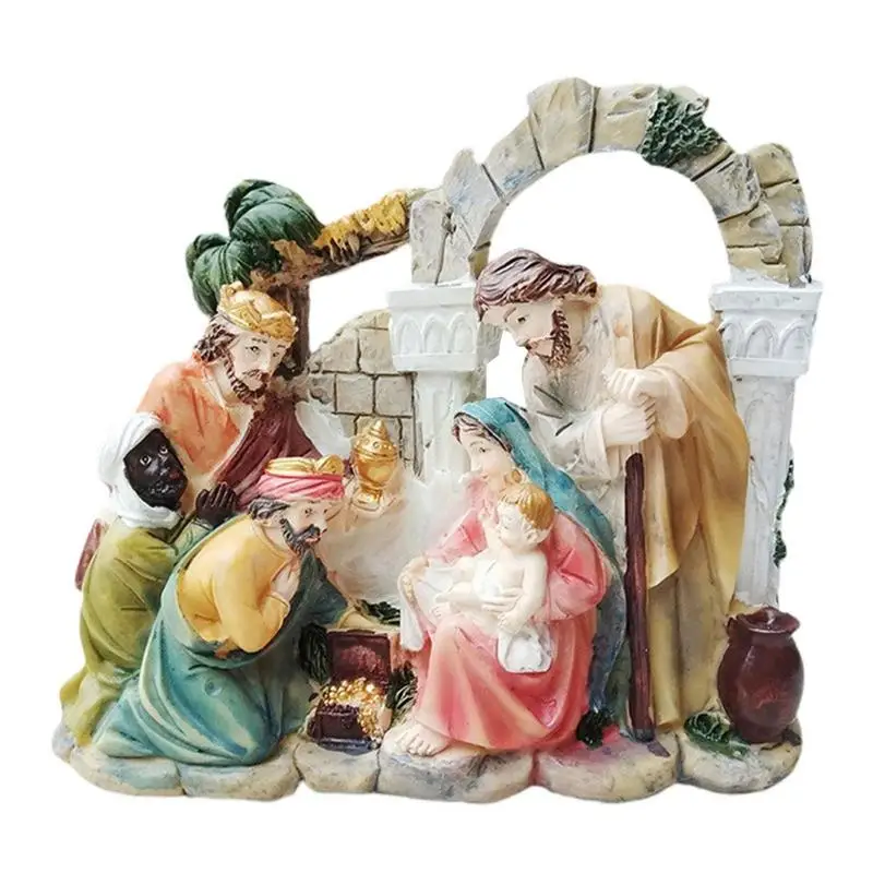 

Nativity Statue Resin Crafts Christmas Figurines Nativity Manger Scene Statue Christmas Decorations Holy Crafts for Home Decor
