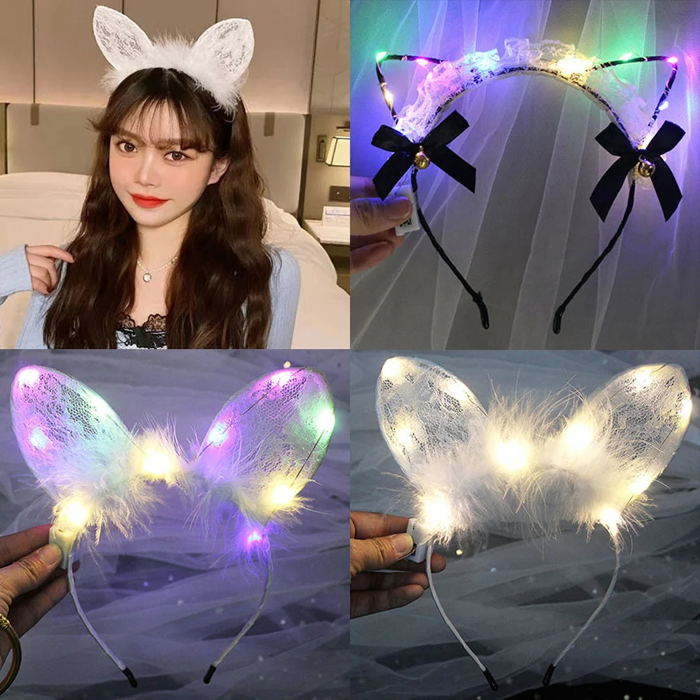 

Birthday Wedding Luminous Festival Costume Cat Ears Lights Headband Party Glow Headband Cat Ears Hair Hoop LED Headband