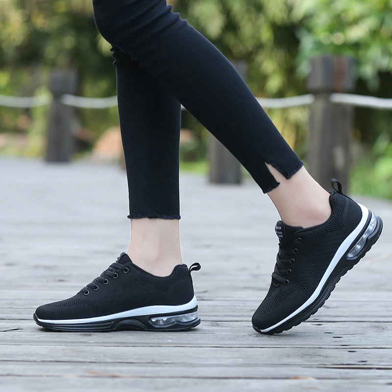 Men's and Women's Running Shoes Comfortable Air Cushion Sports Shoes Breathable Lightweight Mesh Lace-up Casual Shoes