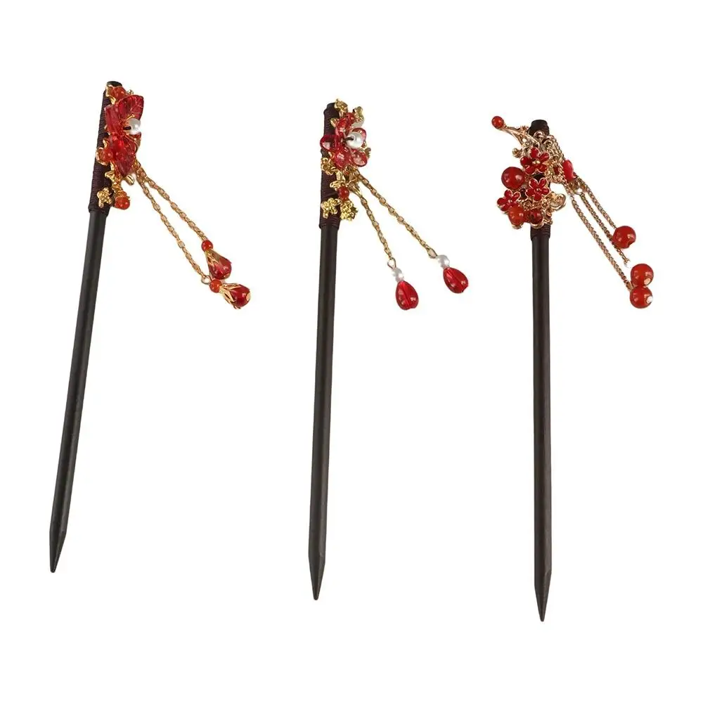 Винтажная ретро красная палочка для волос в древнем стиле модная заколка с