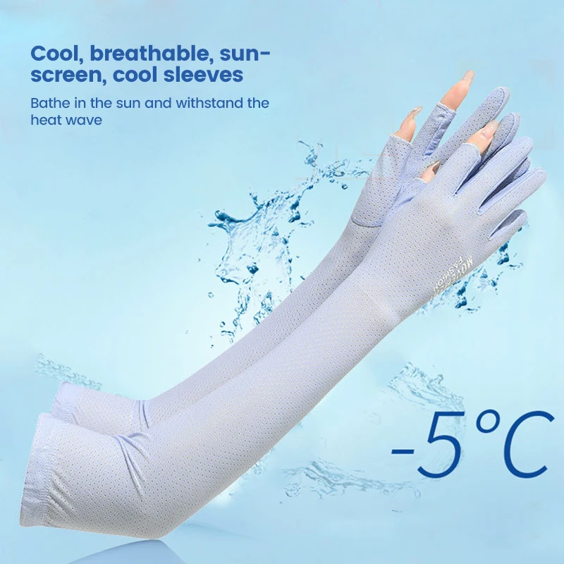 

Ice Sleeve Sunscreen Summer Breathable Arm Cover Protection Fishing Sleeve High Elastic Riding Sunscreen Two Finger Ice Sleeve