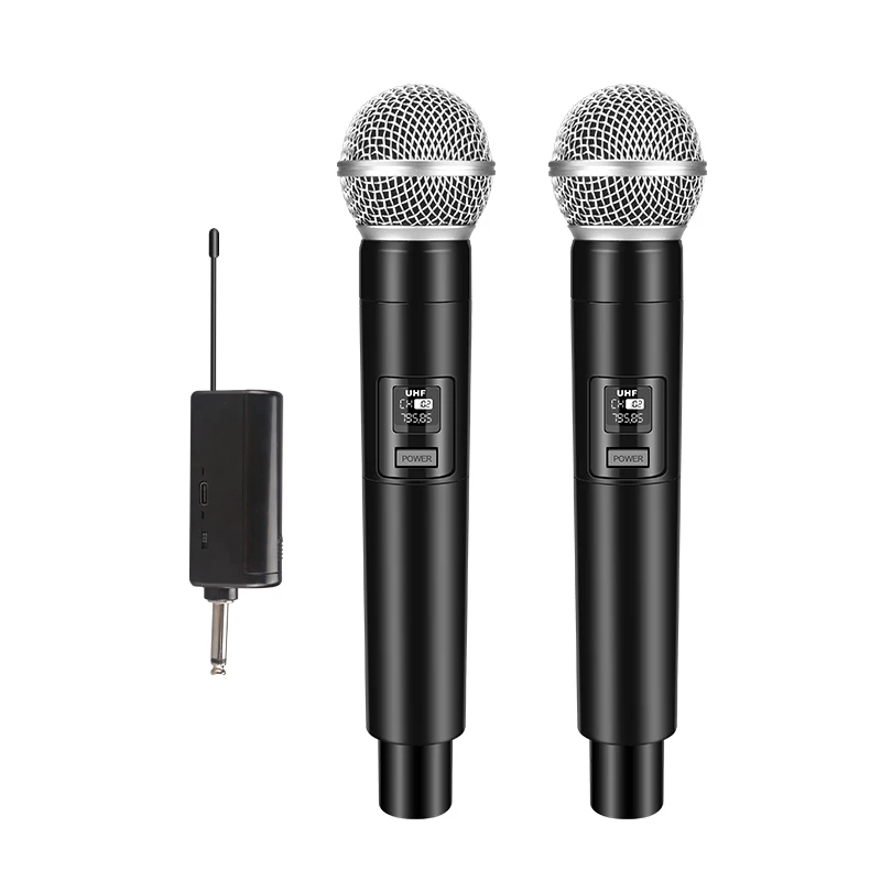 

Wireless Microphone 2 Channels UHF Professional Handheld Mic For Speaker Singing Party Karaoke Church Show Meeting