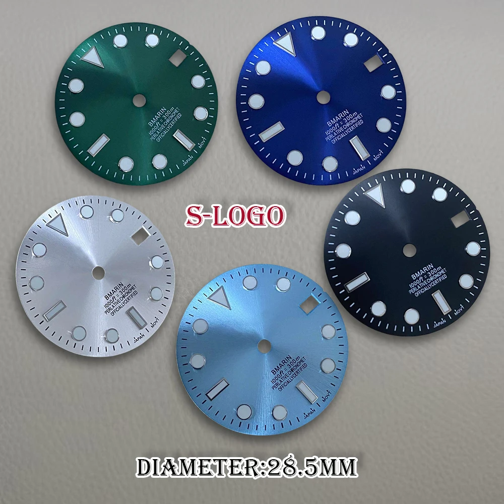 28 5 мм S логотип SUB циферблат подходит для NH35/NH36/4R/7S механизм C3 зеленый светящийся