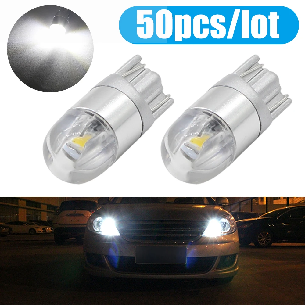 

50pcs T10 LED W5W 3030 Car Light White 5W5 WY5W 168 194 For E46 E90 Auto Accessories Clearance Bulb Reading Lamp 12V Yellow