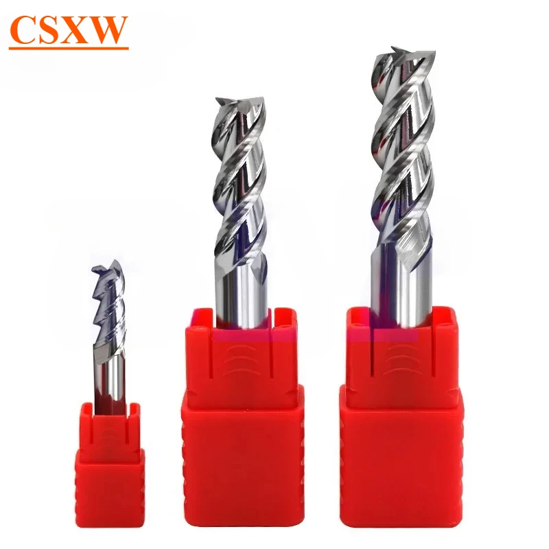 

Фреза с покрытием из сплава, инструмент из вольфрамовой стали по алюминию, обработка с ЧПУ, 3-лезвые концевые фрезы, верхняя фреза, фреза по дереву