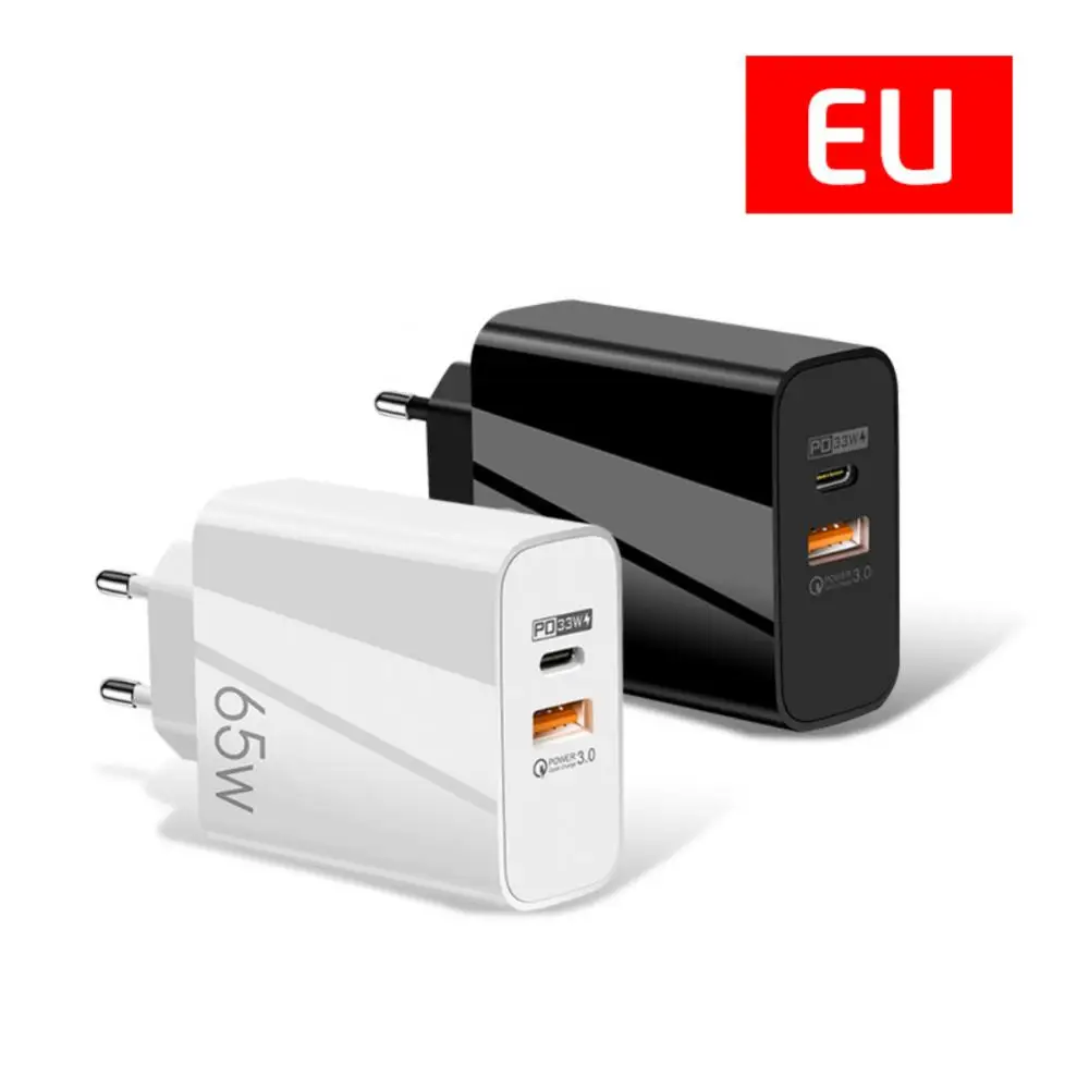 

Portable Quick Charge Gan Pd Usb C Charger Eu Us Uk Plugs Adapter For Iphone14 13 2 Port Type C Pd Usb Charger Qc 3.0 65w