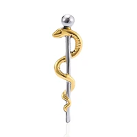 harong silver plated caduceus pin asclepius medical student brooches lapel nurse doctor badge exquisite jewelry women gift