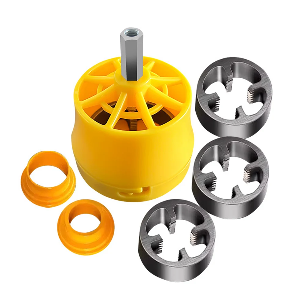 

Комплект нарезки для труб из ПВХ с матрицами 1/2 дюйма 3/4 в 1 дюйм, станок для нарезки резьбы в сантехнике, электрическая дрель, модифицированное устройство для нарезки резьбы