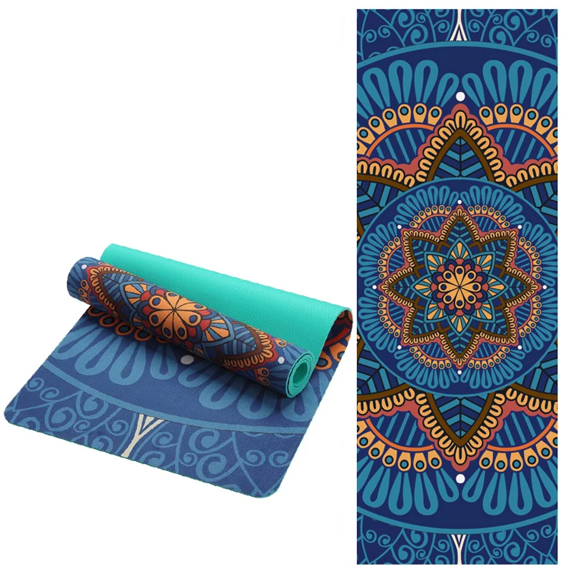 

5.5 MM Lotus Pattern Suede TPE Yoga Mat Pad Non-slip Slimming Exercise Fitness Gymnastics Mat Body Building Esterilla Pilates