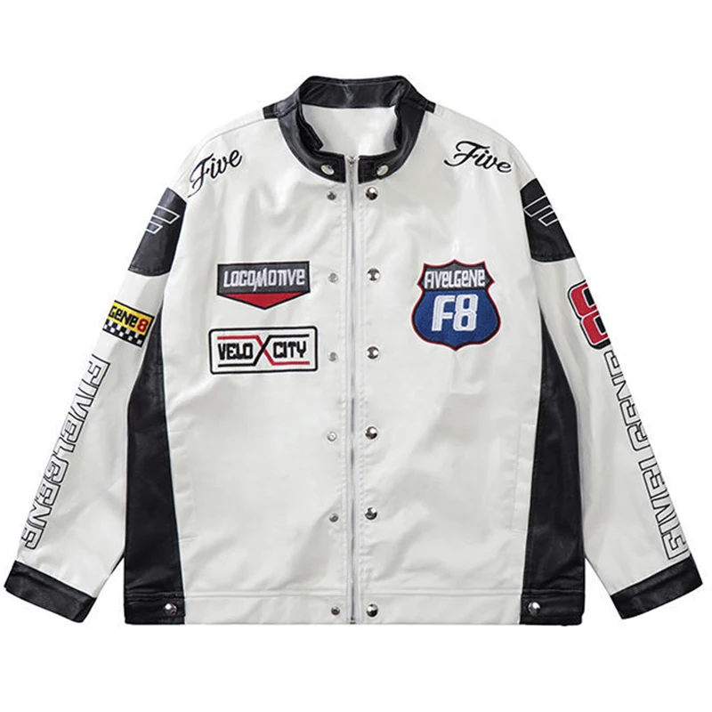

Vintage Racing Jacket Men Leather Coats Windbreaker Clothing Women's Bomber Jacket Spring Y2k Hip-Hop Streetwear Harajuku Coat