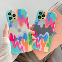 ins cute colorful graffiti painting phone case for iphone 13 12 11 13 pro max x xs xr 7 8 plus se 2020 shockproof soft tpu cover
