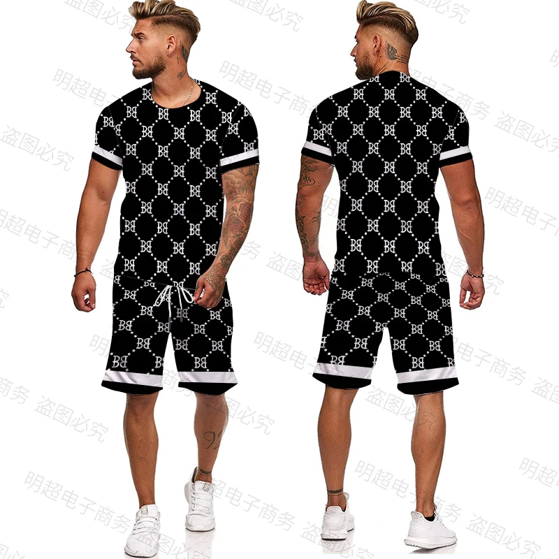 Luxury 3D Printing Men Tracksuit Men's Oversized Clothing T-shirt Shorts outfits Sets Streetswear Male Tshirt Set Summer Beach