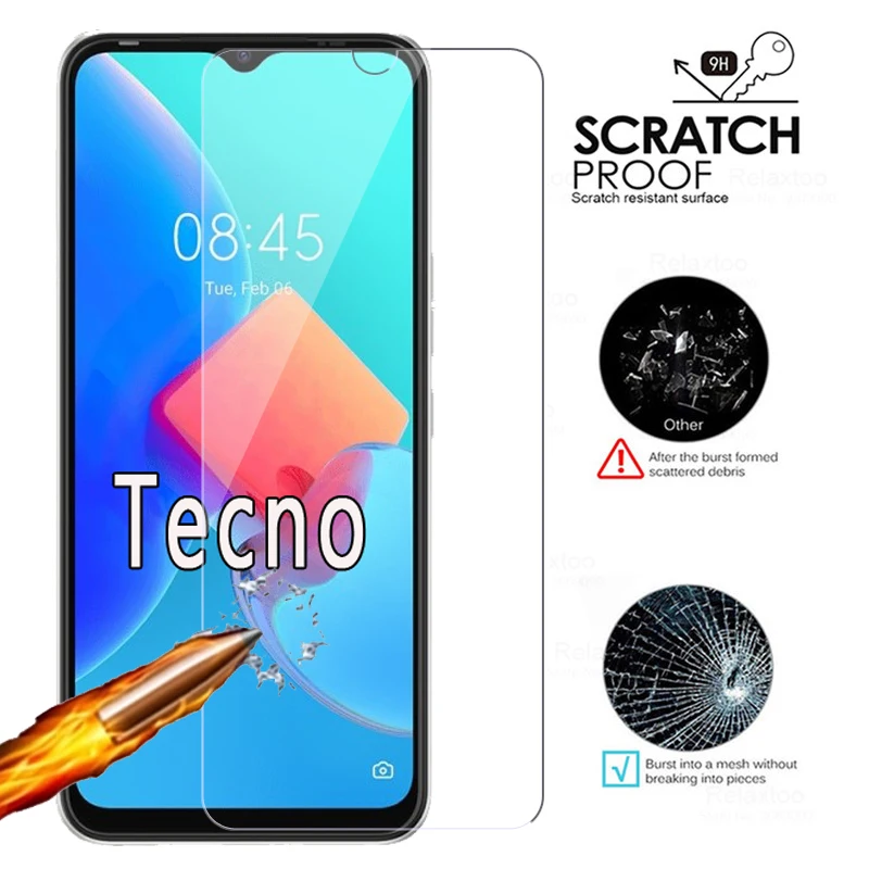 Закаленное стекло 9H для Tecno Spark 8C 8 T 8P 7P 7T Защитная пленка POP 5 5C 5P 5X 5S Lte 7 P C Pro 2-1 шт.