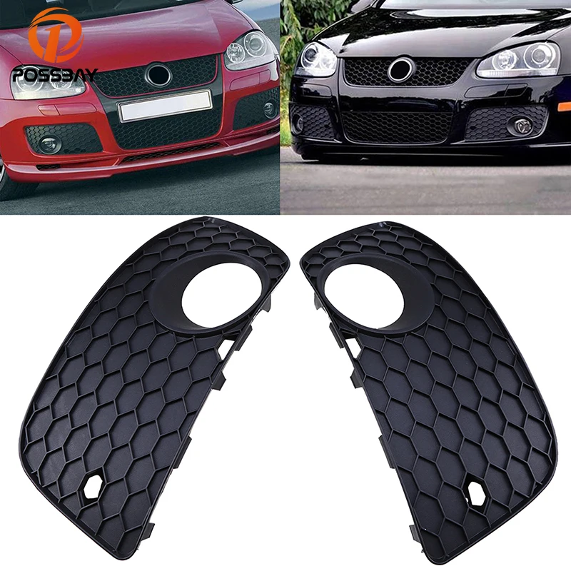 POSSBAY Car Front Bumper Grilles Fog Light Cover for VW Golf MK5 GTI 2004 2005 2006 2007 2008 2009 Auto Foglight Hood Covers