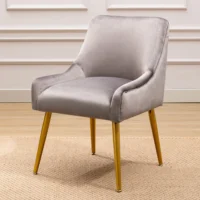 Modern Velvet Wide Accent Chair Side Chair with Swoop Arm Metal Legs for Club Bedroom Living Room Meeting Room Office Study Grey