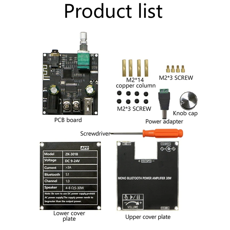 ZK301B Mono 30W BT5.3 Digital Audio Amplifier Module Supports True Wireless TWS With APP DIY Simple Board