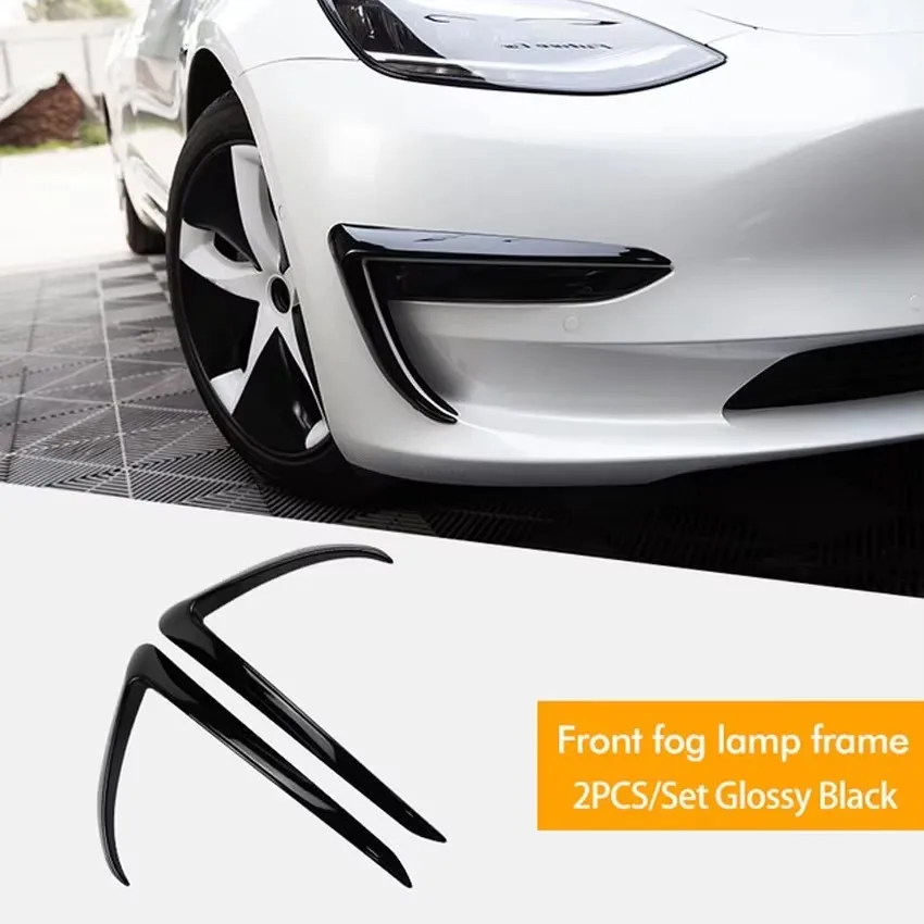 

Для Tesla Model 3 Y 2017 2018 2019-2023 глянцевый черный карбоновый вид передний бампер автомобиля противотуманная фара рамка спойлер украшение кузова комплект