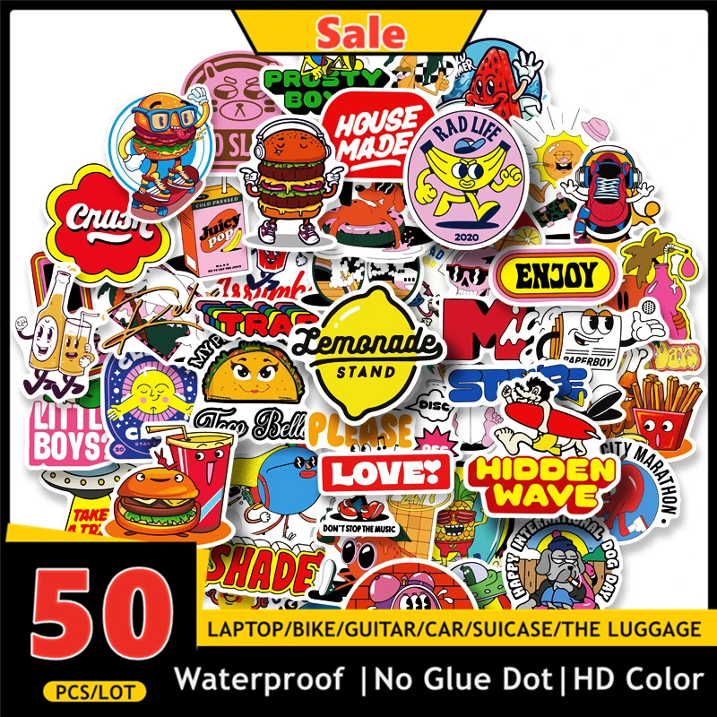 50 шт./лот аниме наклейки фрукты еды HD скейтборд чемодан наклейка гитара ноутбук