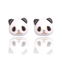 harong panda stud earring enamel animal jewelry for women girl cute kawaii small panda earring student accessories