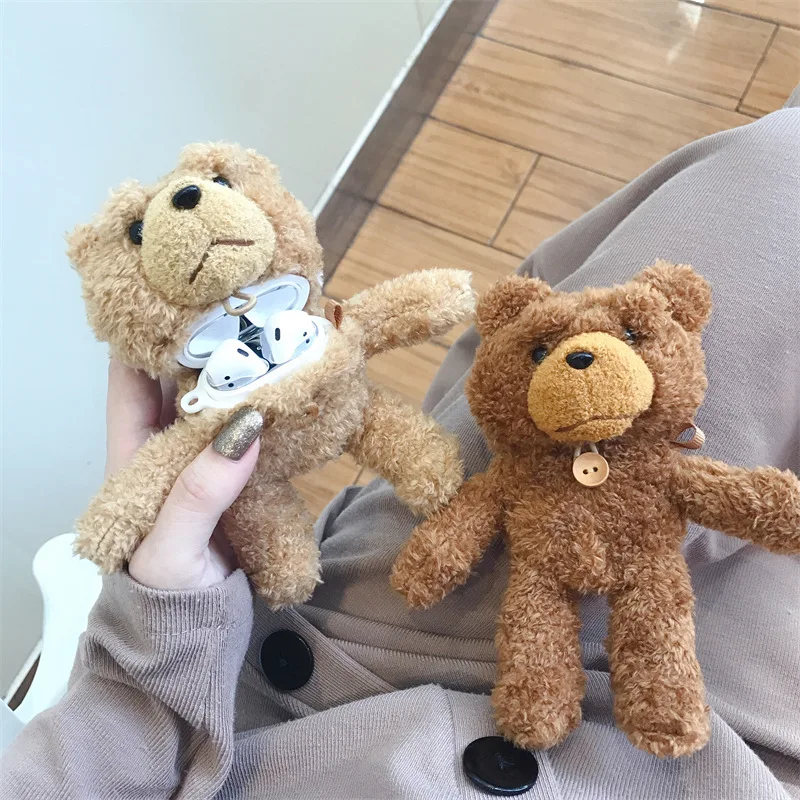 

Plush Teddy Bear Case for AirPods Pro2 Airpod Pro 1 2 3 Bluetooth Earbuds Charging Box Protective Earphone Case Cover