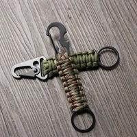 2022 new outdoor umbrella rope corkscrew car keychain climb keychain tactical survival tool carabiner hook cord backpack buckle