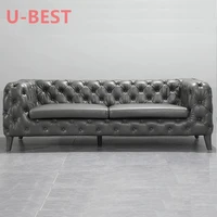 U-BEST Luxury Nordic House Furniture Cloud Couch Tufty Sofa Set Chesterfield Gray One Seater 2 Seated Velvet Sofa