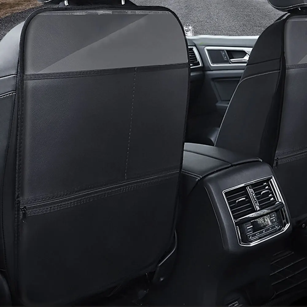 

PU Leather Anti Kick Pad Waterproof Car Seat Back Cover Protector Auto Anti Scratch Mats for Child Pet with Zipper Storage Bags