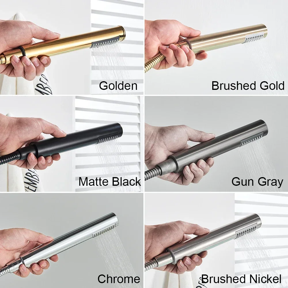 Матовый черный напольный смеситель для ванны душевой с двойной ручкой отдельно