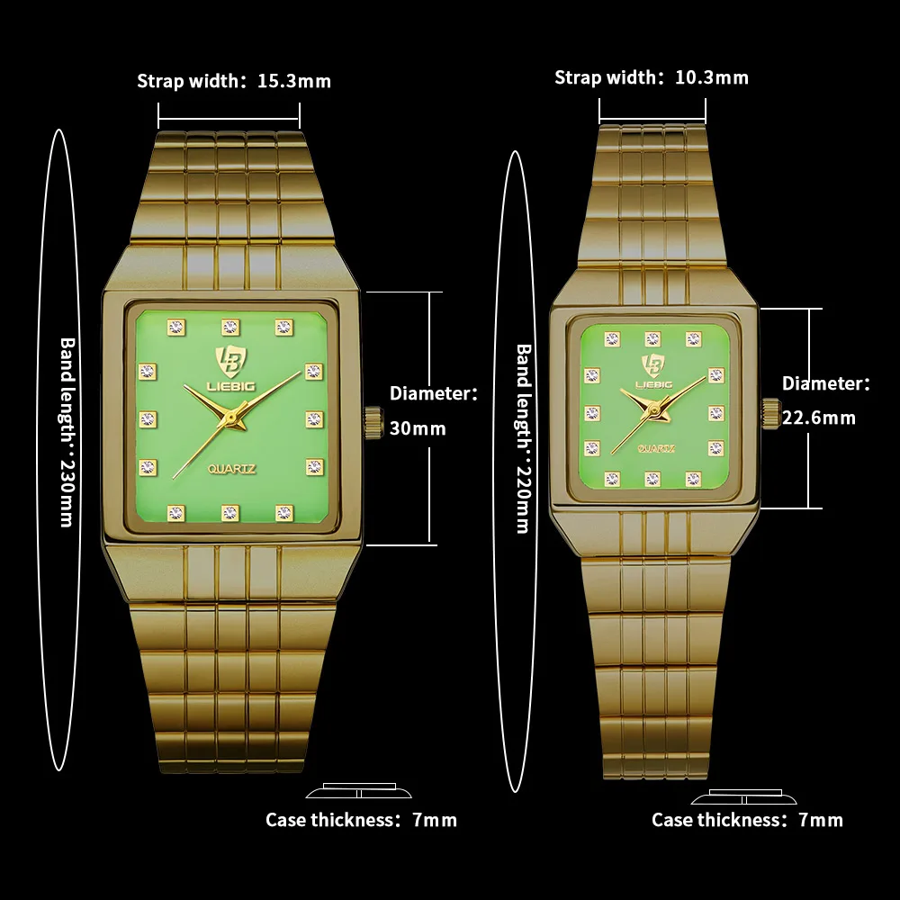 LIEBIG Gold Stainless Steel Watches Women Luxury Clock Ladies Fluorescent Wristwatch reloj mujer Relogio Feminino Female Bracele