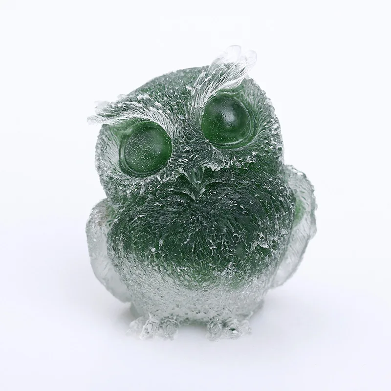 

Cosas Para El Hogar Natural Crystal Drop Glue Owl Decoration Bedside Home Desktop Decoration Lapis Lazuli Green Glass Decoration