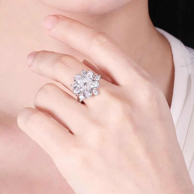 Обручальное кольцо для женщин с цирконом в форме цветка | Украшения и аксессуары