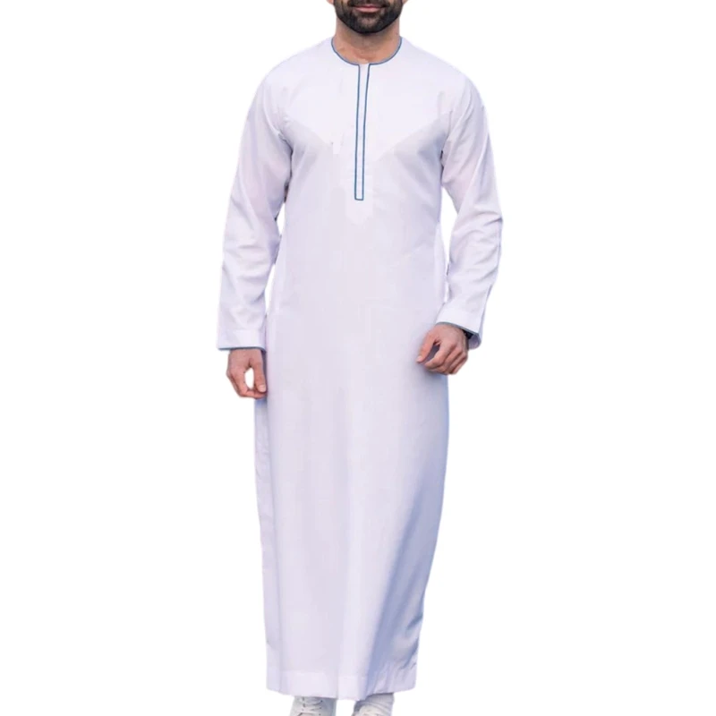 Mens Ethnic Robe Long Sleeve Islamic Robe Kaftan Festival Clothing for Men Gifts