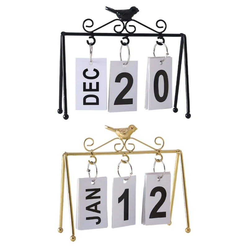 

Perpetual Desk Calendar Metal Bracket Flip Calendars for Home Office Decor