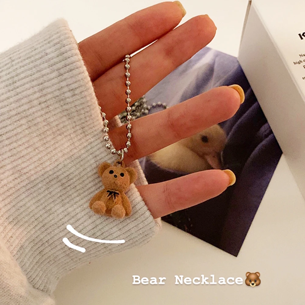

Cute Cartoon Plush Bear Pendant Necklace for Women Men Autumn Winter Sweater Chain Clavicle Chain Jewelry Accessories Gift