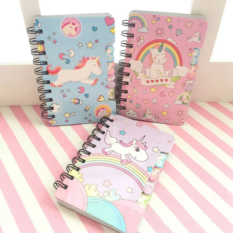 

Cartoon Unicorn Pattern Hard Cover Planner Notebook Office Stationery Cute Line Inner Page Diary Journal Supplies Random Color